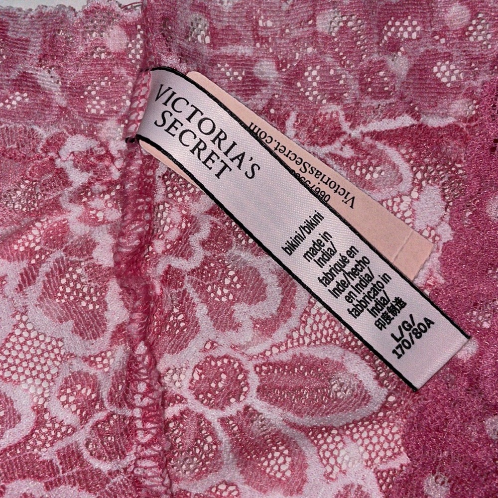 NWT Victoria Secret Panty - Pink & White - Size L - Picture 8 of 10